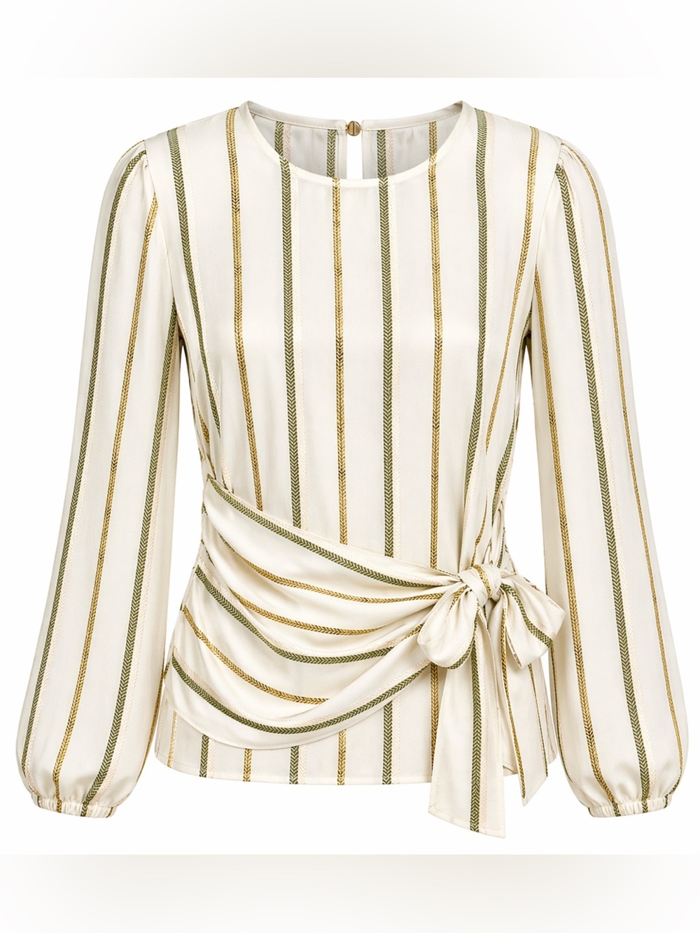 Ted Baker Kyliiee Wrap-front Satin Striped Top Size 4